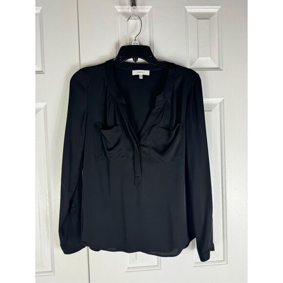 Milly Womens Black Blouse Size 0 - Picture 1 of 4